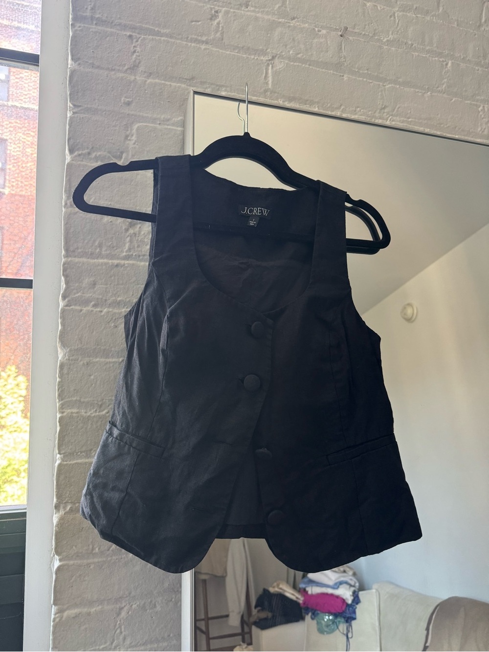 J Crew Linen Vest - Black